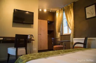 Télévision ou salle de divertissement dans l'établissement L'Hostellerie d'Acquigny
