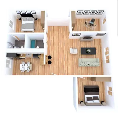 Plan de l'établissement Le Bleu - Parking - 2 chambres - 1 bureau