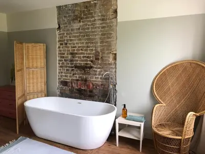 Salle de bains dans l'établissement NEW ! Maison normande en bord de rivière