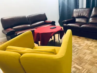 Coin salon dans l'établissement Spacieux et confortable appartement en résidence