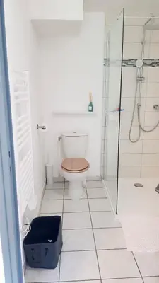 Salle de bains dans l'établissement Le First Auversois charmant studio avec jardinet