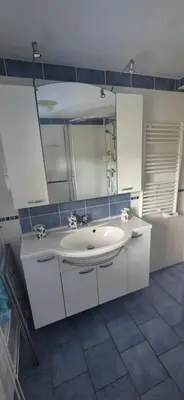 Salle de bains dans l'établissement Le petit gîte de la Varenne