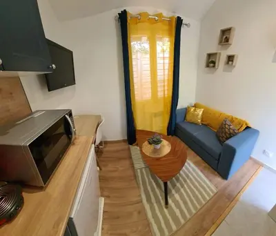 Plan de l'établissement Petite maison cosy dans un jardin.