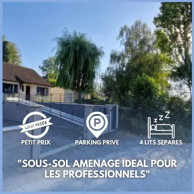 Plan de l'établissement Sous-sol aménagé tout équipé avec jardin & parking