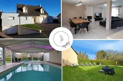 Piscine de l'établissement Villa avec piscine chauffée à moins 1h30 de Paris ou située à proximité