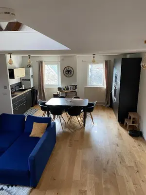Cuisine ou kitchenette dans l'établissement Appartement duplex centre Dieppe-Le perchoir St Jacques-3 chambres