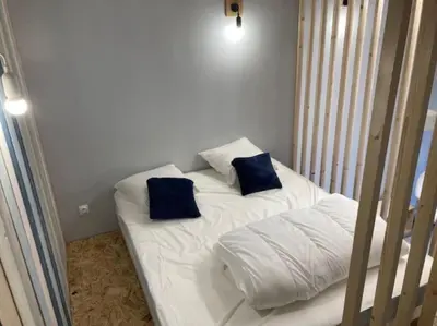 Un ou plusieurs lits dans un hébergement de l'établissement Agréable studio proche de Rouen