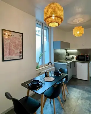 Cuisine ou kitchenette dans l'établissement Soleil levant - T2 avec terrasse proche Gare